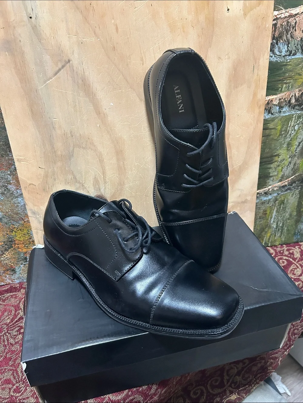 Alfani Black Cap-Toe Lace-Up Derby Dress Shoes